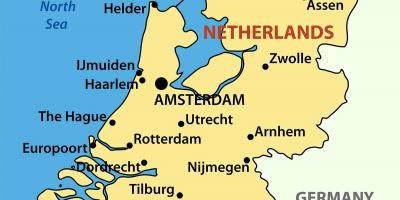 Žemėlapis Nyderlandų miestai