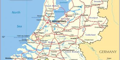 Žemėlapis Olandijoje ir aplinkinių šalių