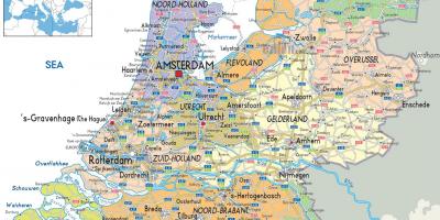 Žemėlapis Holland su miestų